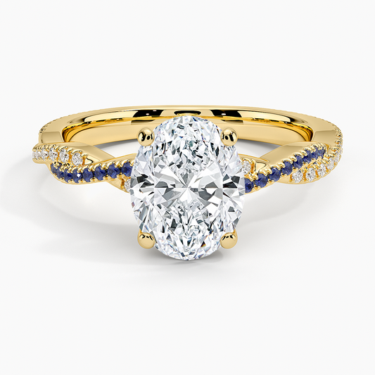 Petite Luxe Twisted Vine Sapphire and Diamond Ring (1/8 ct. tw.) - Oval Cut Center Stone
