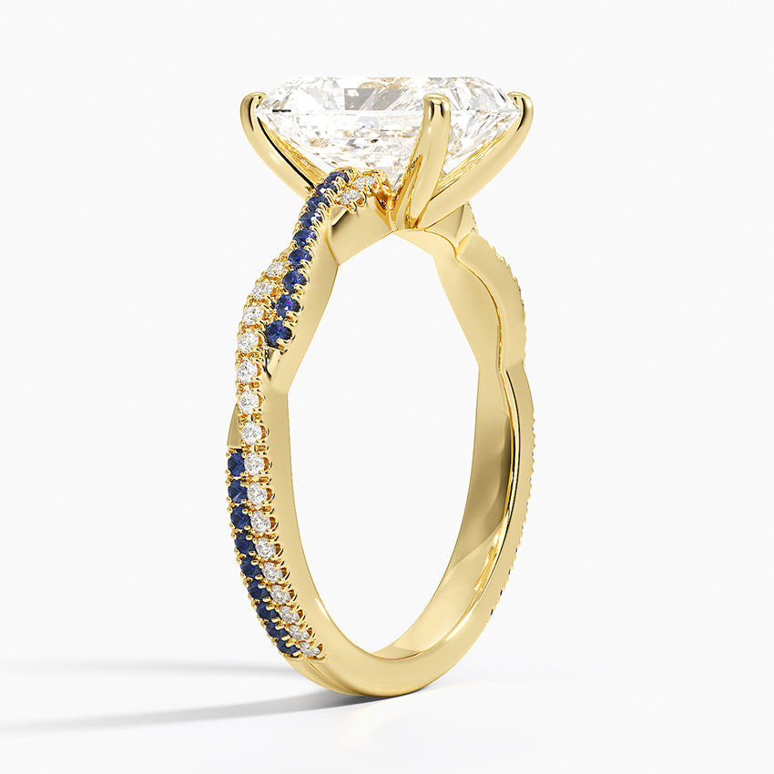 Petite Luxe Twisted Vine Sapphire and Diamond Ring (1/8 ct. tw.) - Radiant Cut Center Stone
