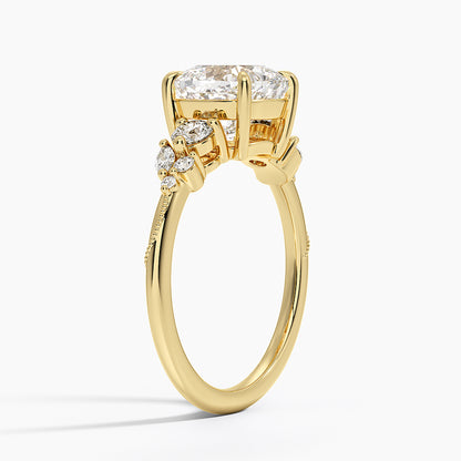 Camellia Three Stone Diamond Ring (1/3 ct. tw.) - Cushion Cut Center Stone