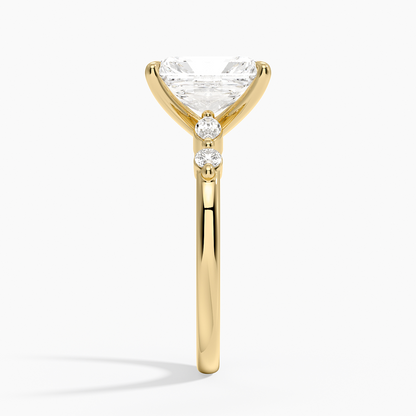 Versailles One-Quarter Coverage Diamond Ring - Radiant Cut Center Stone