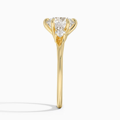 Delilah Three Stone Diamond Ring - Round Center Stone