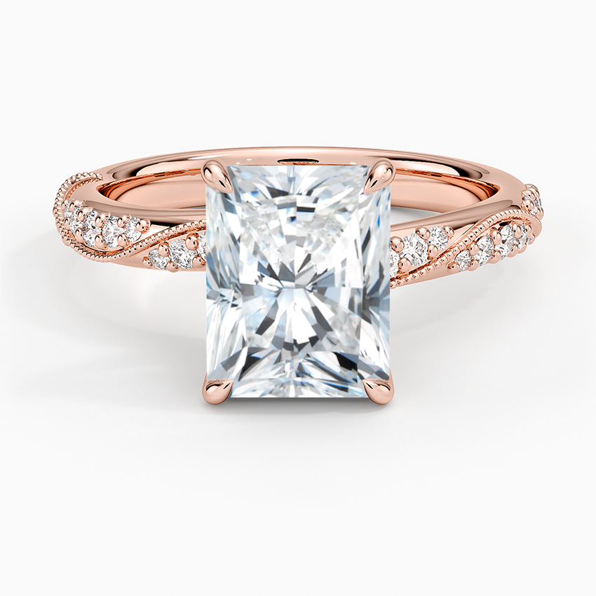 Camellia Hidden Accent 2.5mm Diamond Ring - Radiant Cut Center Stone
