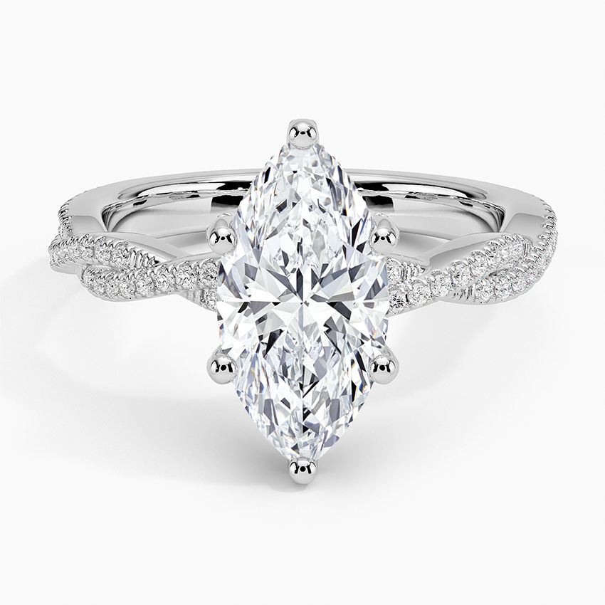 Adorned Luxe Petite Twisted Vine Diamond Ring - Marquise Center Stone
