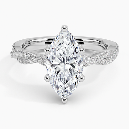 Adorned Luxe Petite Twisted Vine Diamond Ring - Marquise Center Stone