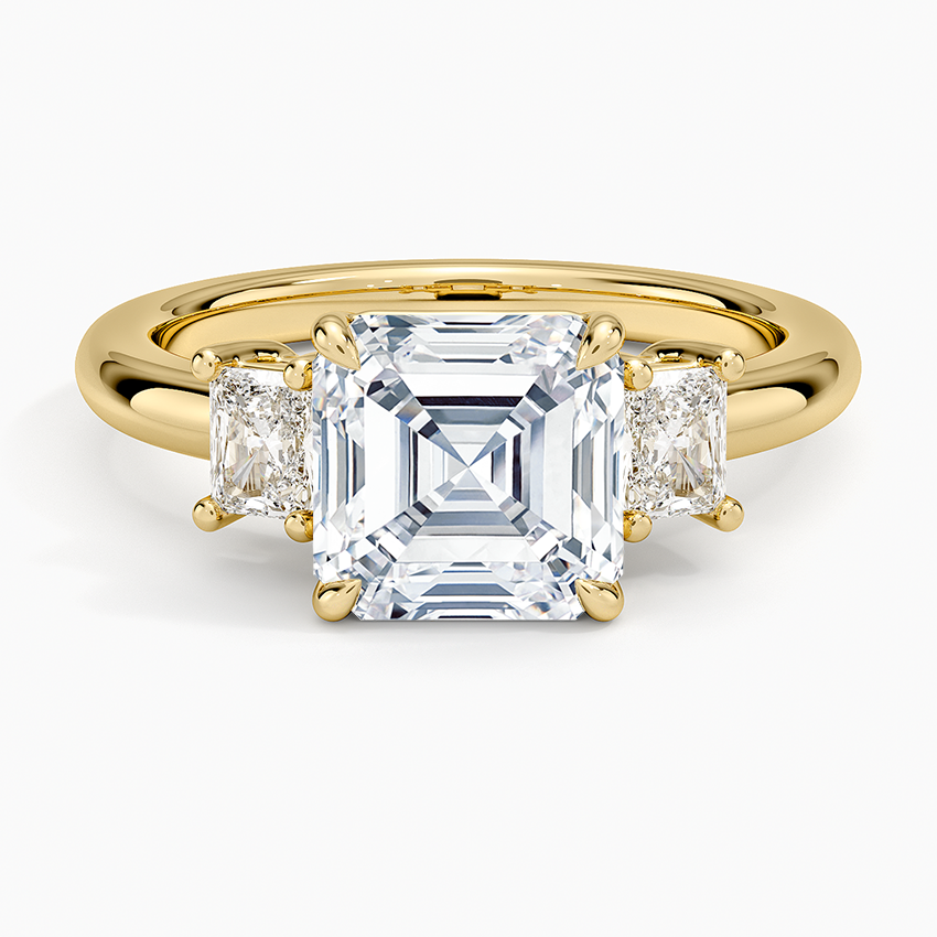 Helena Radiant-Cut Three Stone Diamond Ring (3/8 ct. tw.) - Asscher Cut Center Stone