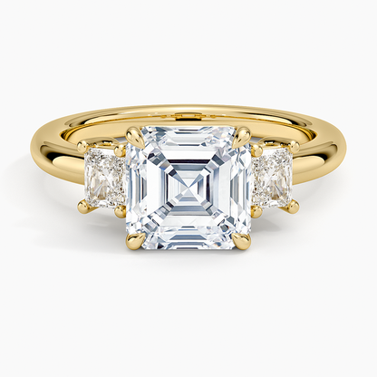 Helena Radiant-Cut Three Stone Diamond Ring (3/8 ct. tw.) - Asscher Cut Center Stone