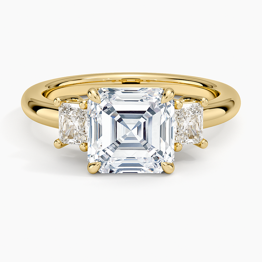 Helena Radiant-Cut Three Stone Diamond Ring (3/8 ct. tw.) - Asscher Cut Center Stone