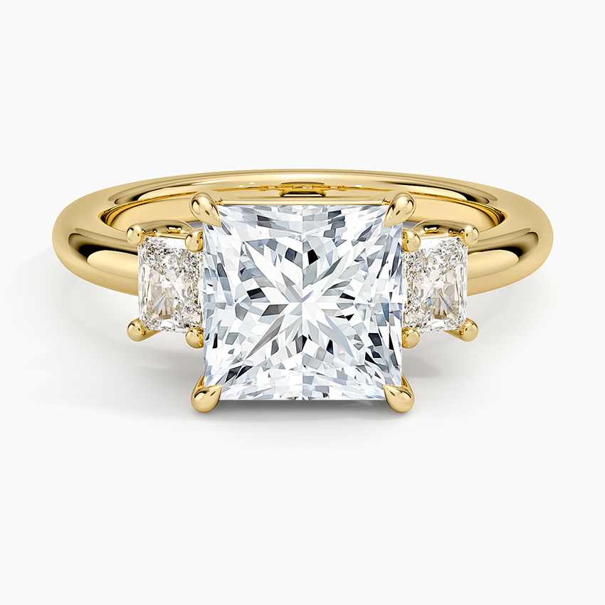 Helena Radiant-Cut Three Stone Diamond Ring (3/8 ct. tw.) - Princess Cut Center Stone