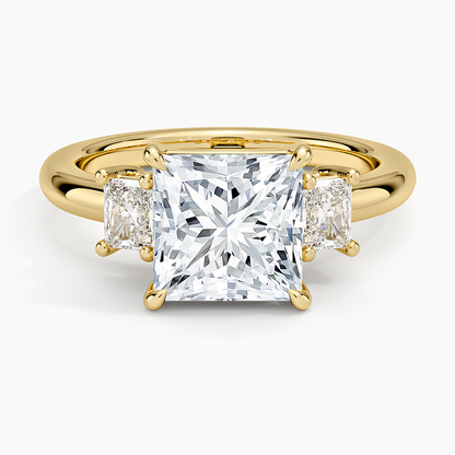 Helena Radiant-Cut Three Stone Diamond Ring (3/8 ct. tw.) - Princess Cut Center Stone