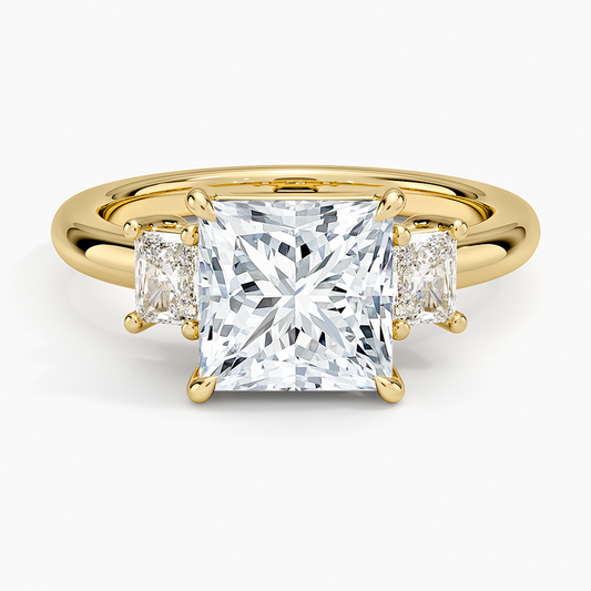 Helena Radiant-Cut Three Stone Diamond Ring (3/8 ct. tw.) - Princess Cut Center Stone