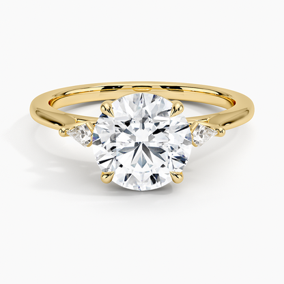 Petite Cometa Perfect Fit Three Stone Diamond Ring - Round Center Stone