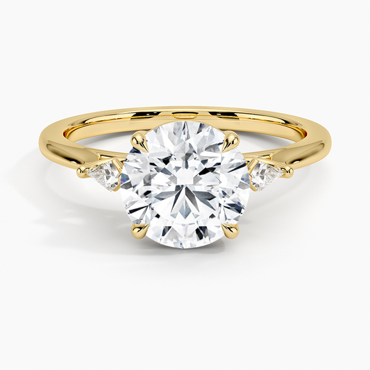 Petite Cometa Perfect Fit Three Stone Diamond Ring - Round Center Stone