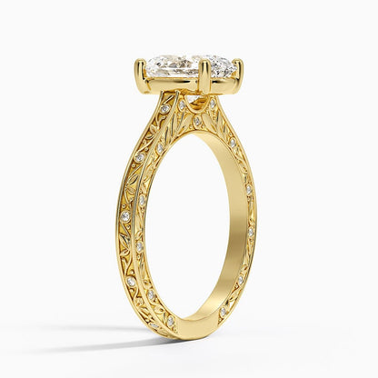 Grove Perfect Fit Engraved Diamond Ring (1/10 ct. tw.) - Oval Cut Center Stone