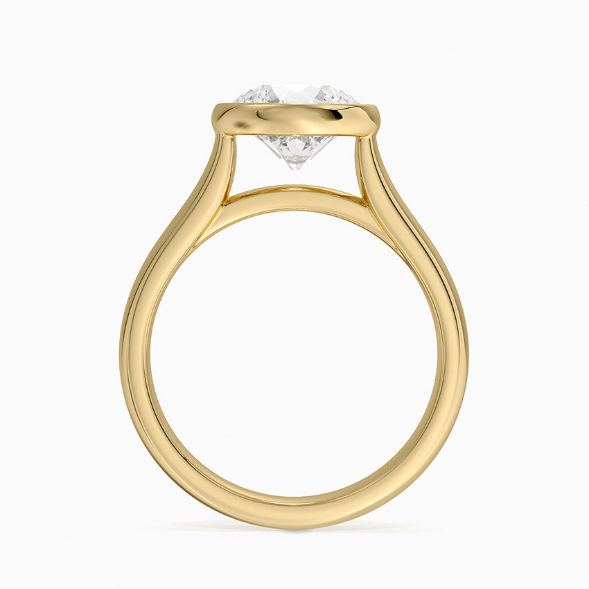 Luna 4mm Bezel Ring - Round Center Stone