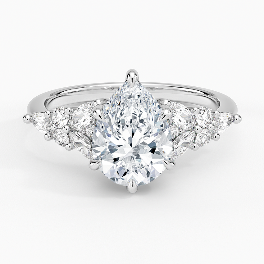 Nadia Taper Diamond Ring - Pear Center Stone