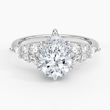 Nadia Taper Diamond Ring - Pear Center Stone