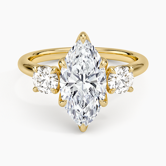 Elodie Perfect Fit Three Stone Diamond Ring (1/2 ct. tw.) - Marquise Center Stone