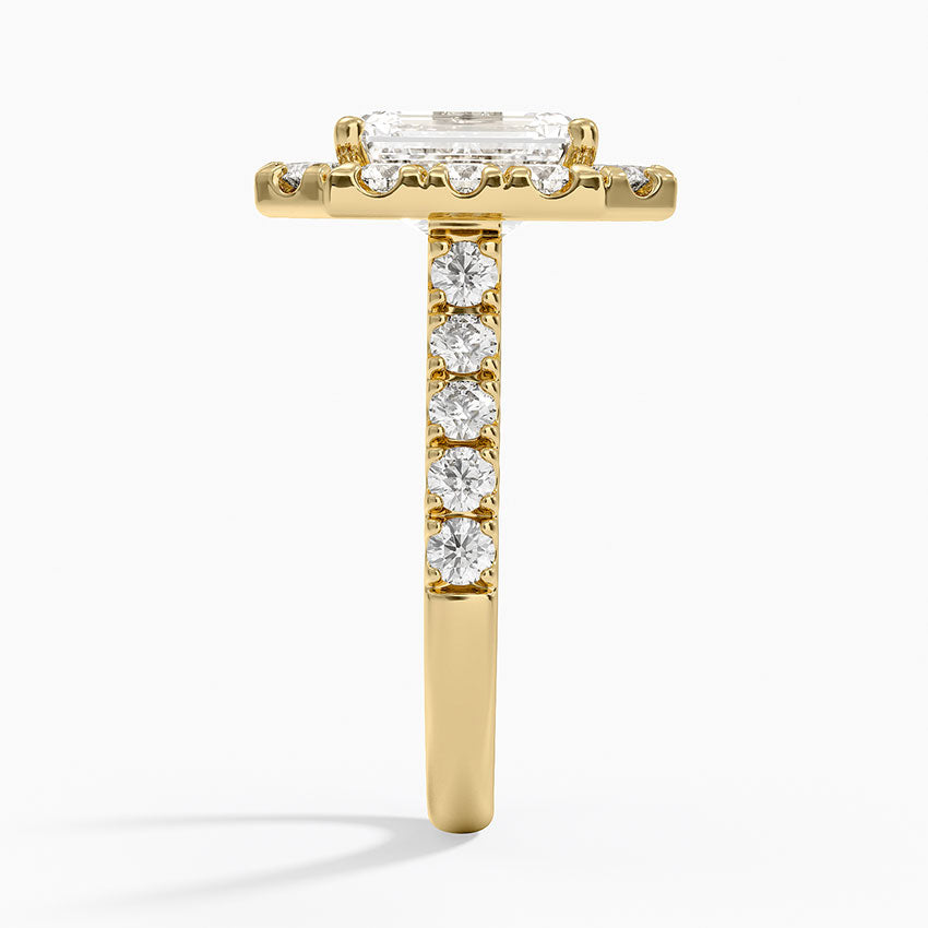Adele Halo Diamond Ring - Emerald Cut Center Stone