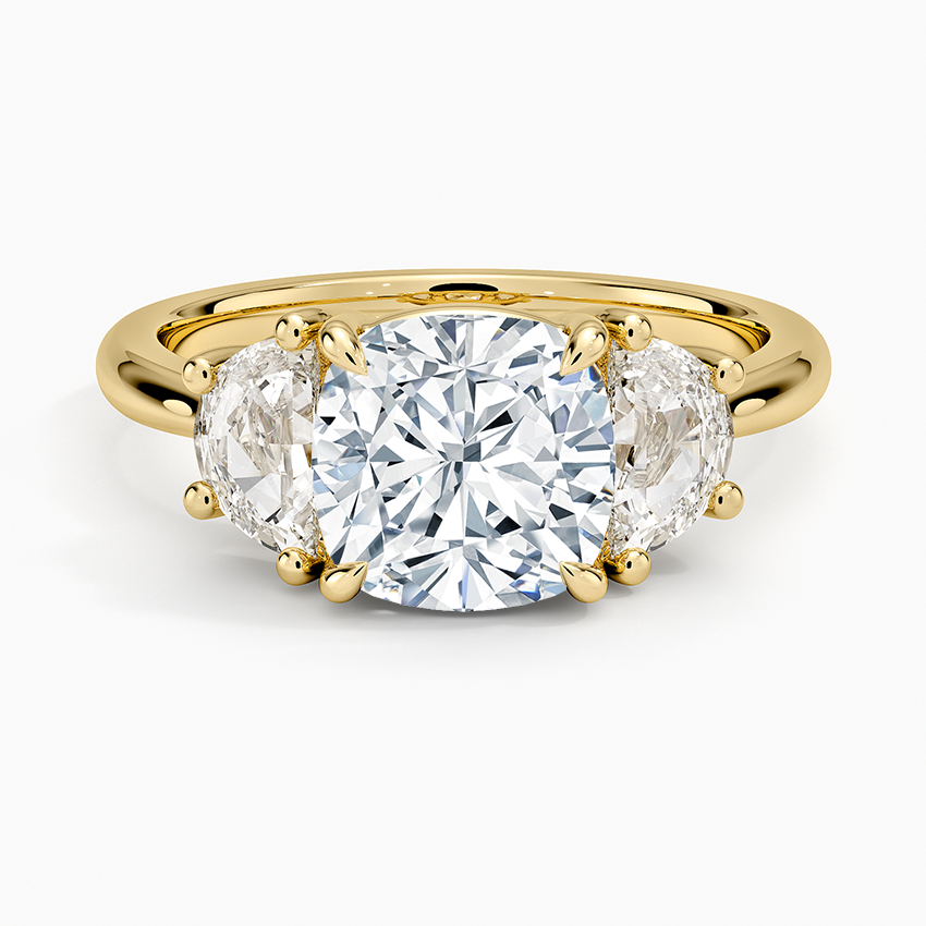 Half Moon Three Stone Diamond Ring (1/2 ct. tw.) - Cushion Cut Center Stone