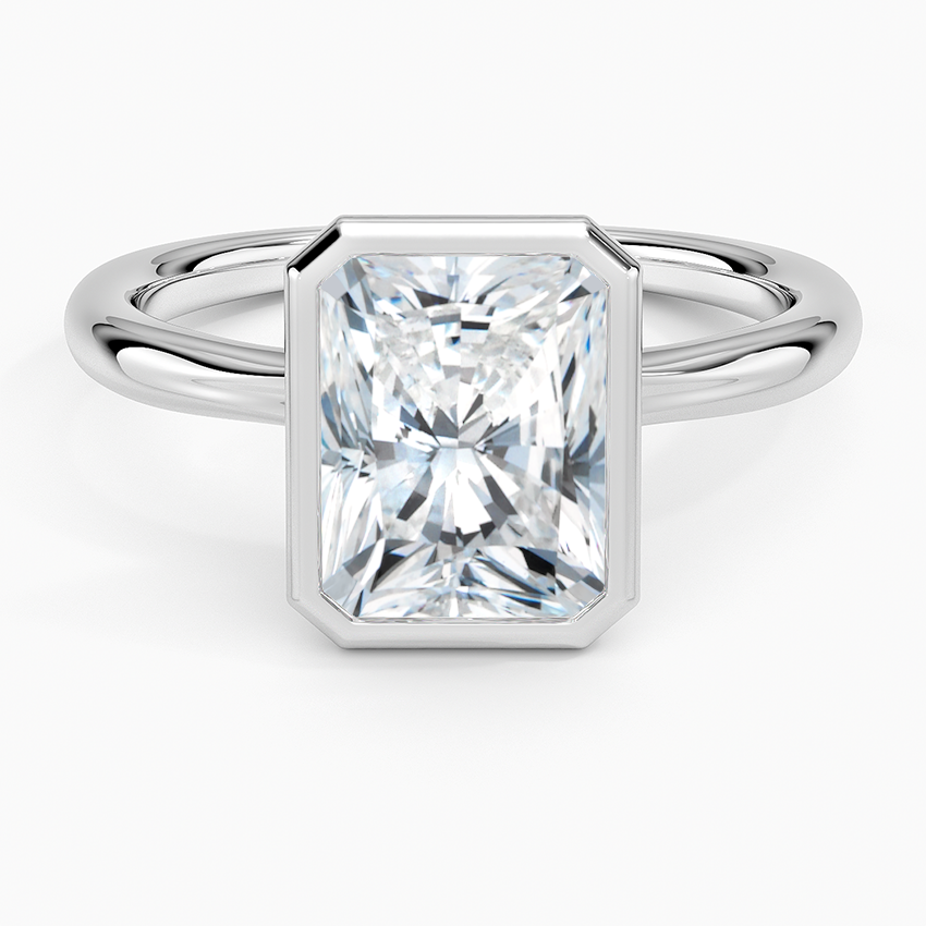 Freesia Bezel Solitaire Ring - Radiant Cut Center Stone