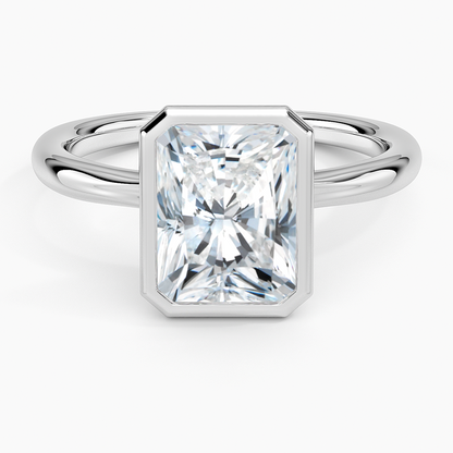Freesia Bezel Solitaire Ring - Radiant Cut Center Stone