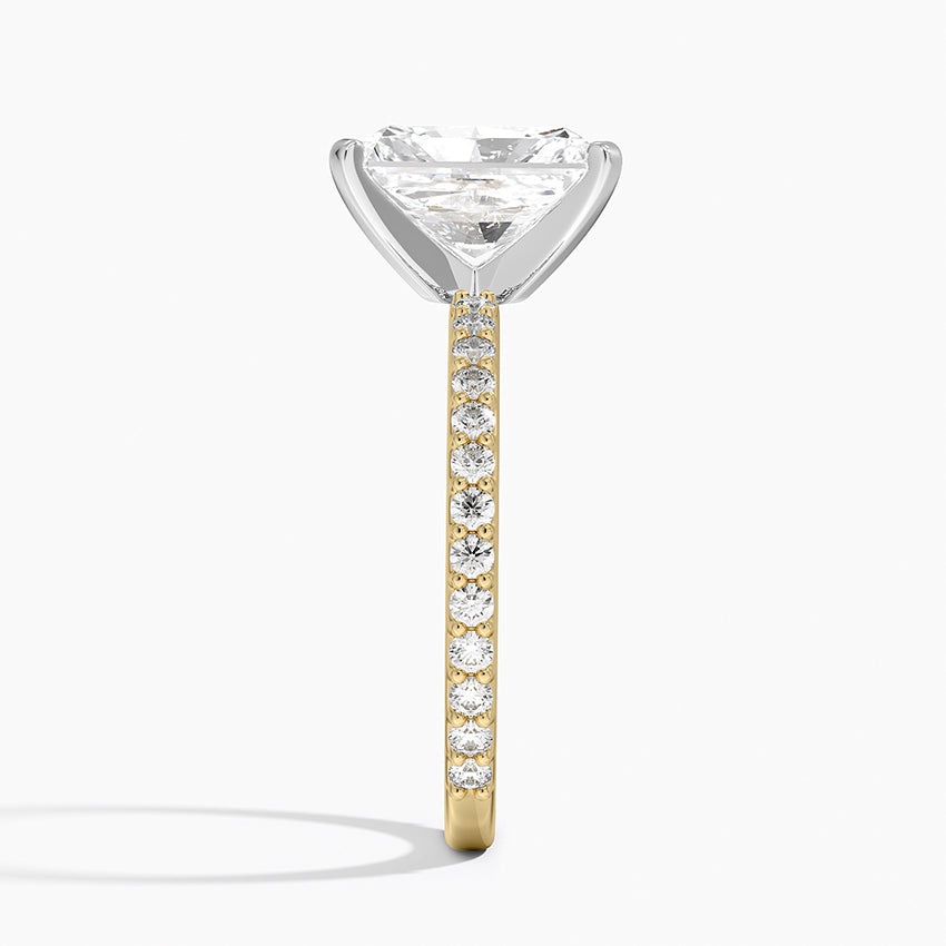 Petite Shared Prong Three-Quarter Coverage Diamond Ring (1/3 ct. tw.) - Radiant Cut Center Stone
