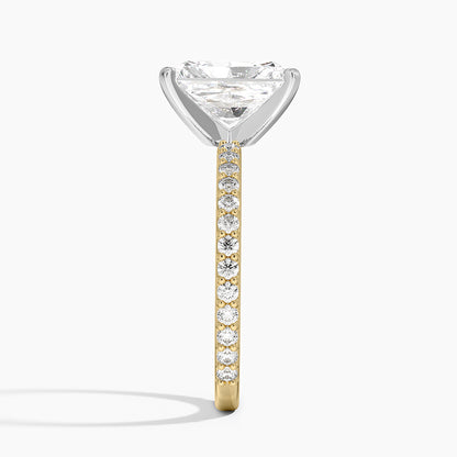 Petite Shared Prong Three-Quarter Coverage Diamond Ring (1/3 ct. tw.) - Radiant Cut Center Stone