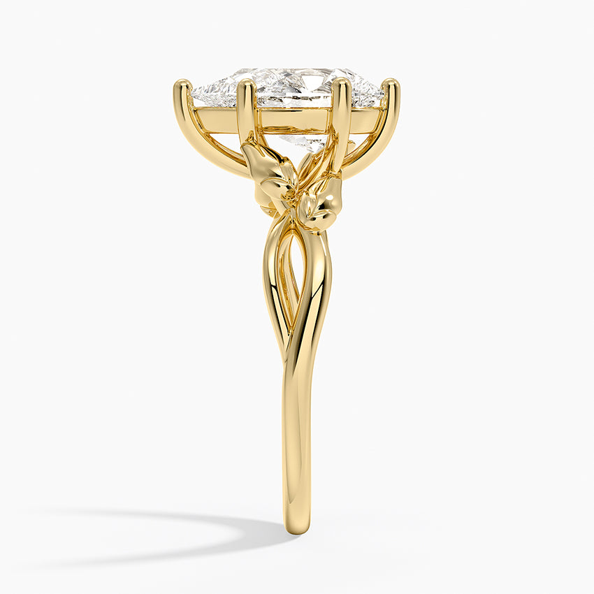 Budding Willow Solitaire Ring - Pear Center Stone