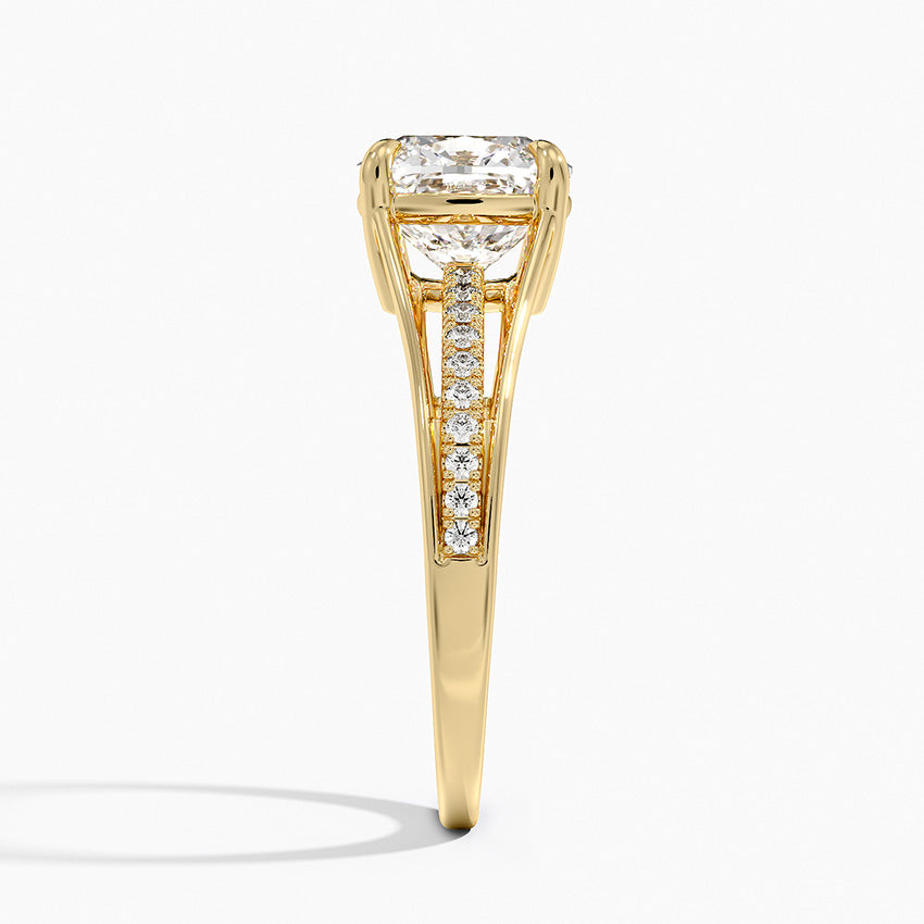 Tressa Split Shank Diamond Ring - Cushion Cut Center Stone