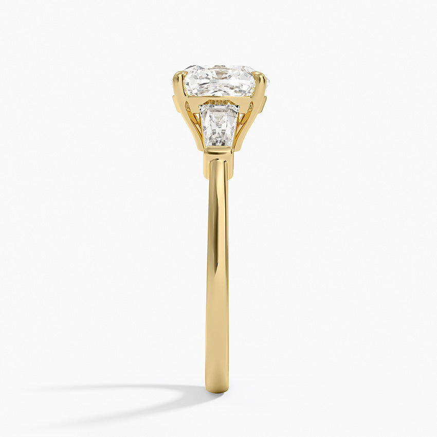 Symphony Tapered Baguette Three Stone Diamond Ring (1/2 ct. tw.) - Cushion Cut Center Stone
