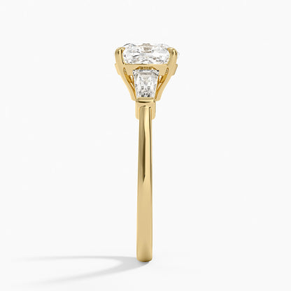 Symphony Tapered Baguette Three Stone Diamond Ring (1/2 ct. tw.) - Cushion Cut Center Stone