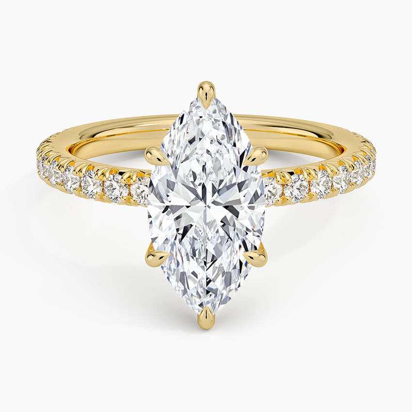 Amelie Three-Quarter Coverage Diamond Ring - Marquise Center Stone