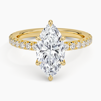 Amelie Three-Quarter Coverage Diamond Ring - Marquise Center Stone