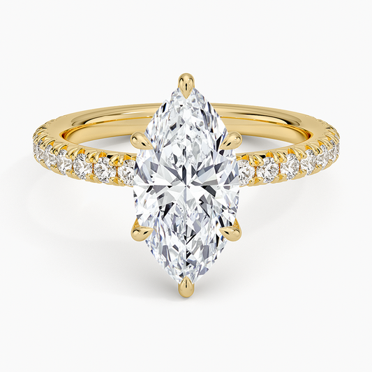 Amelie Three-Quarter Coverage Diamond Ring - Marquise Center Stone