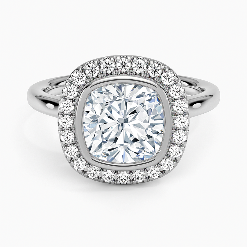 Bezel Halo Diamond Ring (1/4 ct. tw.) - Cushion Cut Center Stone