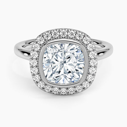 Bezel Halo Diamond Ring (1/4 ct. tw.) - Cushion Cut Center Stone