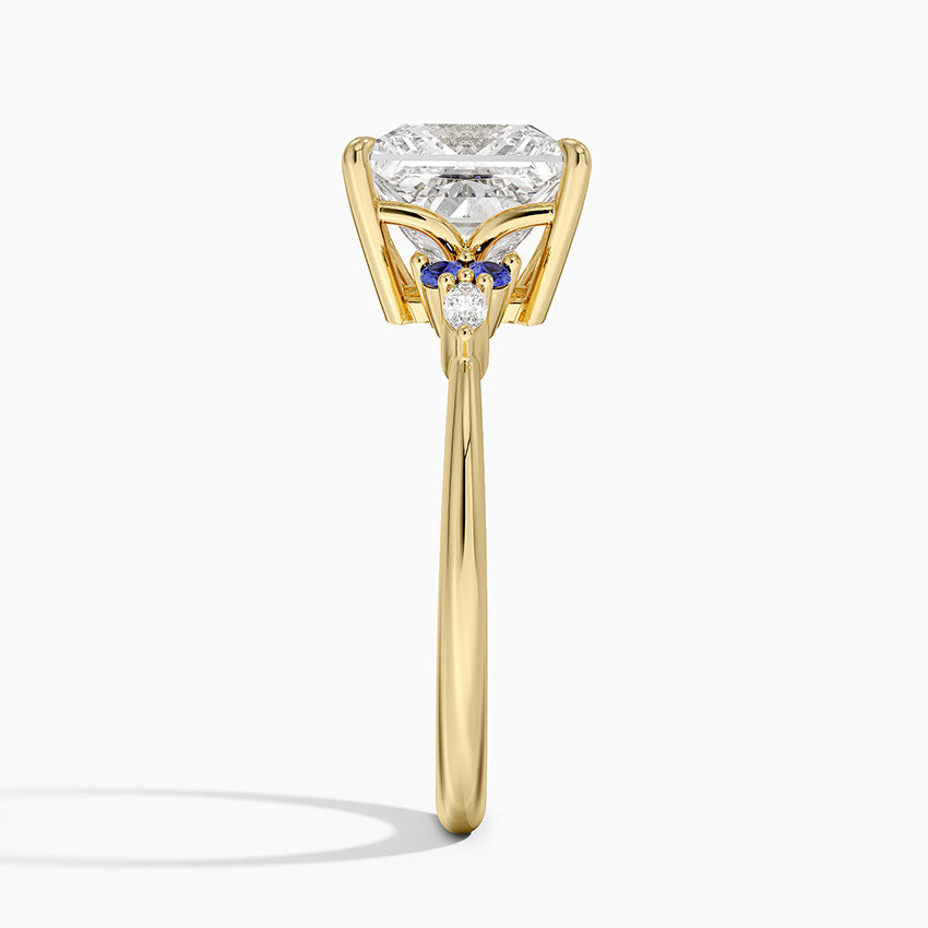 Nadia Sapphire and Diamond Ring - Princess Cut Center Stone