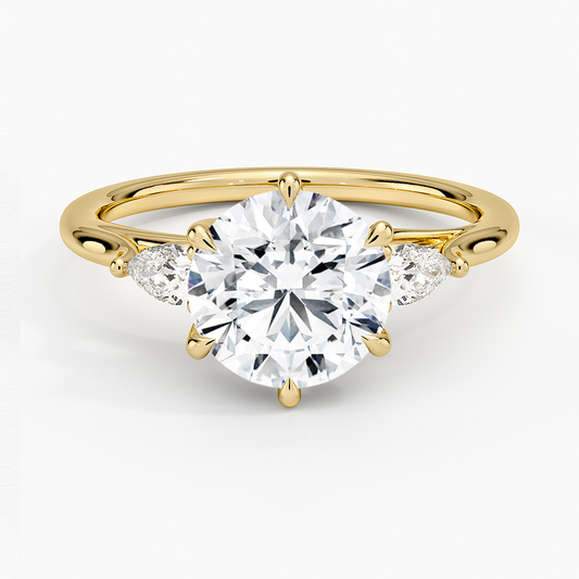 Delilah Three Stone Pear Diamond Ring (1/5 ct. tw.) - Round Center Stone