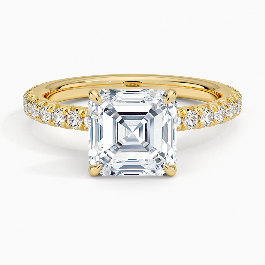 Amelie Three-Quarter Coverage Diamond Ring - Asscher Cut Center Stone