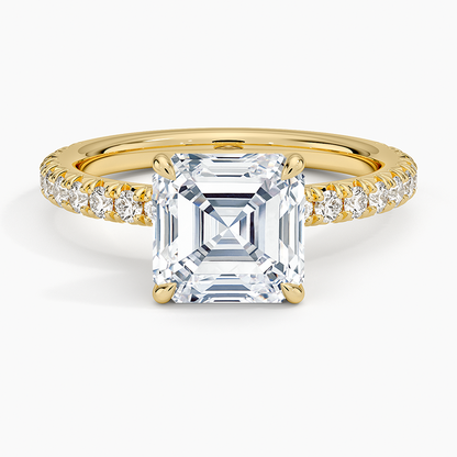 Amelie Three-Quarter Coverage Diamond Ring - Asscher Cut Center Stone