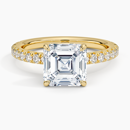 Amelie Three-Quarter Coverage Diamond Ring - Asscher Cut Center Stone