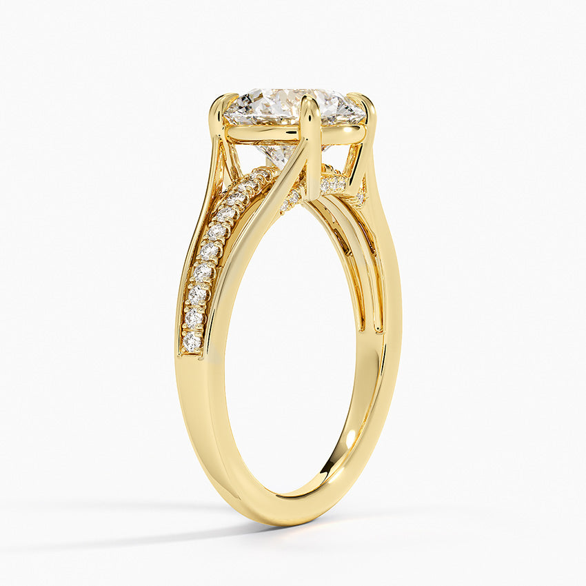 Tressa Split Shank Diamond Ring - Round Cut Center Stone