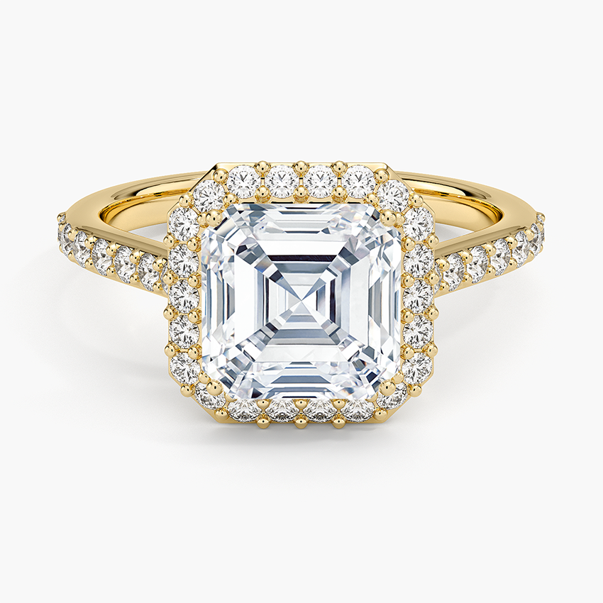 Halo Diamond Ring with Side Stones (1/3 ct. tw.) - Asscher Cut Center Stone