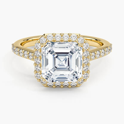 Halo Diamond Ring with Side Stones (1/3 ct. tw.) - Asscher Cut Center Stone