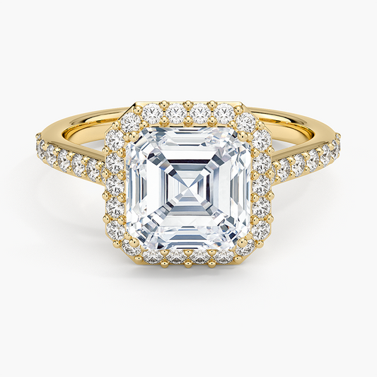 Halo Diamond Ring with Side Stones (1/3 ct. tw.) - Asscher Cut Center Stone
