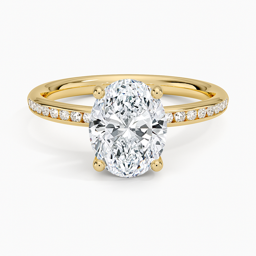 Tabitha Channel Set Diamond Ring - Oval Cut Center Stone