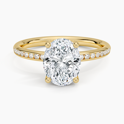 Tabitha Channel Set Diamond Ring - Oval Cut Center Stone