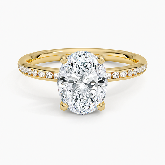 Tabitha Channel Set Diamond Ring - Oval Cut Center Stone