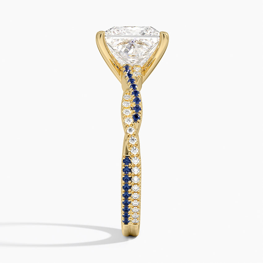 Petite Luxe Twisted Vine Sapphire and Diamond Ring (1/8 ct. tw.) - Princess Cut Center Stone