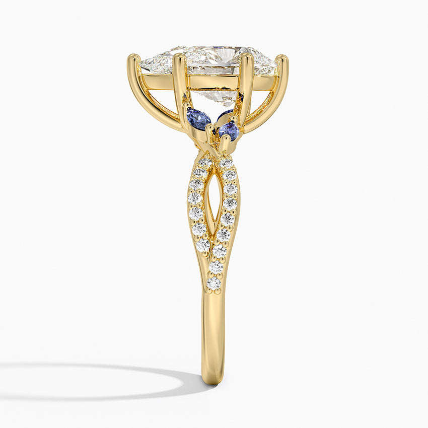 Luxe Willow Sapphire and Diamond Ring (1/8 ct. tw.) - Pear Center Stone